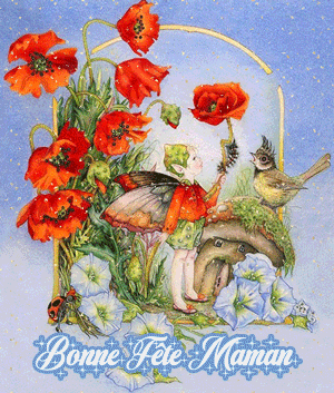 Gif animé bonne fête maman coquelicots